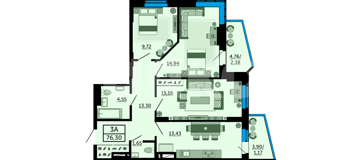 73,5 м², 3-комнатная квартира 8 000 000 ₽ - изображение 96