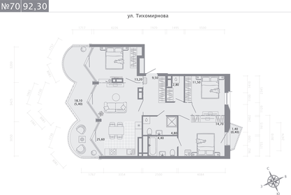 Квартира 92,3 м², 3-комнатная - изображение 1