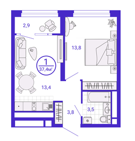 Квартира 35,9 м², 1-комнатная - изображение 1