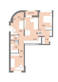 Квартира 75,1 м², 3-комнатная - изображение 1