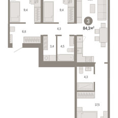 Квартира 84,3 м², 3-комнатная - изображение 3