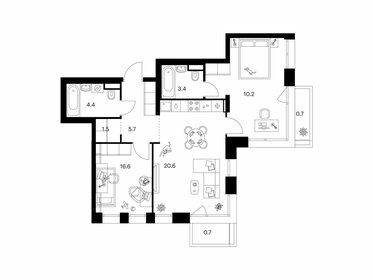 Квартира 63,8 м², 2-комнатная - изображение 1