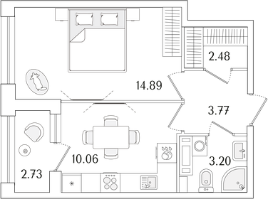 Квартира 35,8 м², 1-комнатная - изображение 1