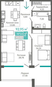 Квартира 93 м², 2-комнатные - изображение 1