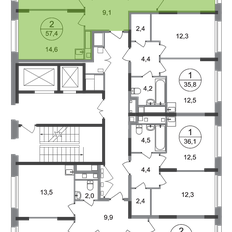 Квартира 57,4 м², 2-комнатная - изображение 2