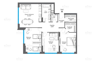 Квартира 105,4 м², 3-комнатная - изображение 1
