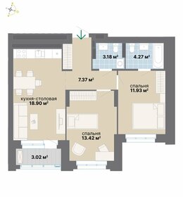 Квартира 62,1 м², 2-комнатная - изображение 1