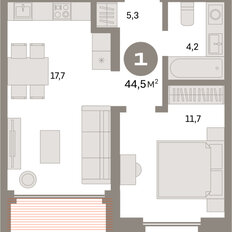 Квартира 44,5 м², 1-комнатная - изображение 3