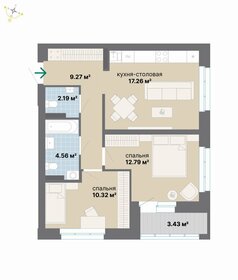 Квартира 59,8 м², 2-комнатная - изображение 1