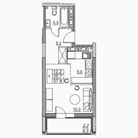 Квартира 27,9 м², 1-комнатная - изображение 1