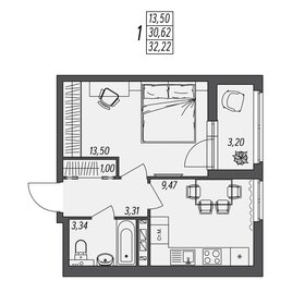 Квартира 32,2 м², 1-комнатная - изображение 1
