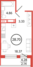 Квартира 28,7 м², студия - изображение 1