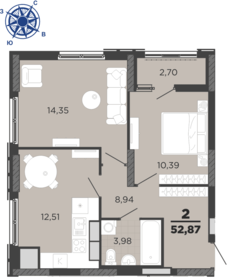 Квартира 51,5 м², 2-комнатная - изображение 1