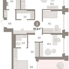 Квартира 95,5 м², 3-комнатная - изображение 2