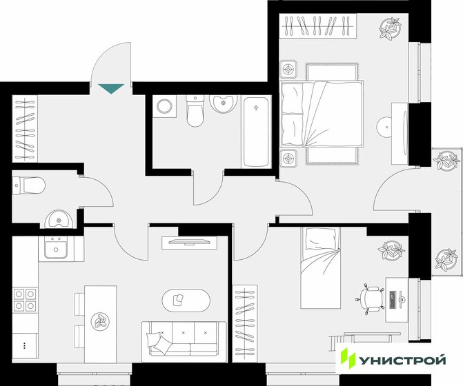 60 м², 2-комнатная квартира 18 500 000 ₽ - изображение 72