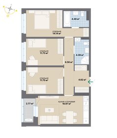 Квартира 77,4 м², 3-комнатная - изображение 1
