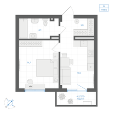 Квартира 40,5 м², 1-комнатная - изображение 2