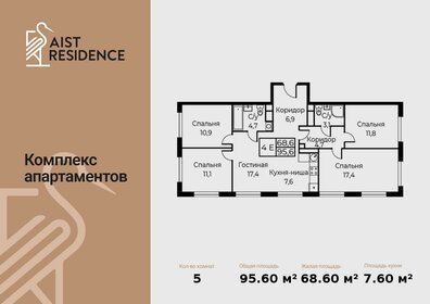 Квартира 95,6 м², 5-комнатные - изображение 1