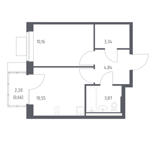 Квартира 33,4 м², 1-комнатная - изображение 1