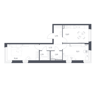 Квартира 57,5 м², 2-комнатная - изображение 1