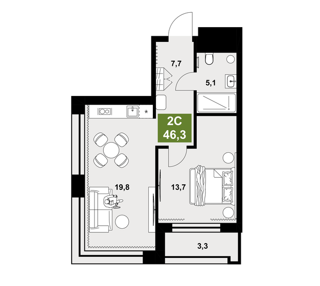 43 м², 1-комнатная квартира 8 500 000 ₽ - изображение 108