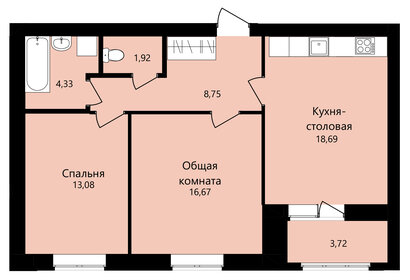 Квартира 63,4 м², 2-комнатная - изображение 1