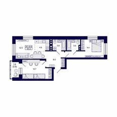 Квартира 63,2 м², 3-комнатная - изображение 2