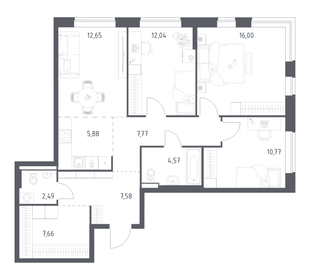 Квартира 87,4 м², 3-комнатная - изображение 1