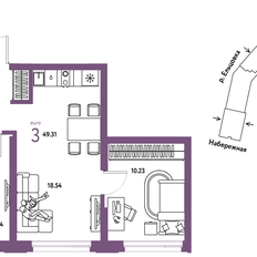 Квартира 49,3 м², 3-комнатная - изображение 2