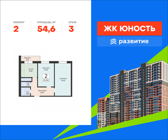 Квартира 54,6 м², 2-комнатная - изображение 1
