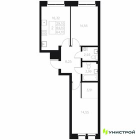 Квартира 64,1 м², 2-комнатная - изображение 1