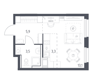 Квартира 25,5 м², студия - изображение 1