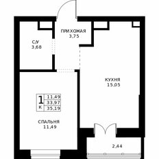 Квартира 35,2 м², 1-комнатная - изображение 2