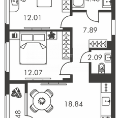 Квартира 58,5 м², 3-комнатная - изображение 2