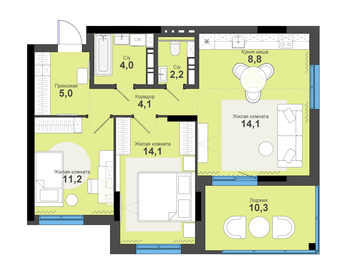 Квартира 73,8 м², 3-комнатная - изображение 1