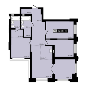 Квартира 104,5 м², 4-комнатная - изображение 1