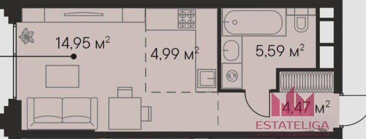 Квартира 30,2 м², студия - изображение 1