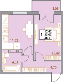 Квартира 36,1 м², 1-комнатная - изображение 1