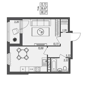 Квартира 38,3 м², 1-комнатная - изображение 1