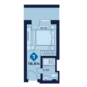 Квартира 18,7 м², 1-комнатные - изображение 1