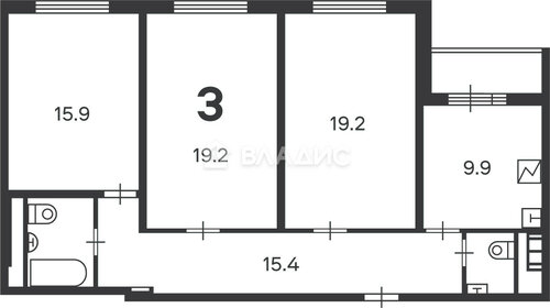 Квартира 85,5 м², 3-комнатная - изображение 3