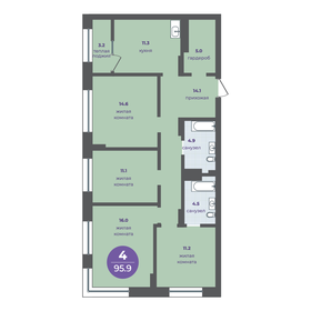 Квартира 92,7 м², 4-комнатная - изображение 1