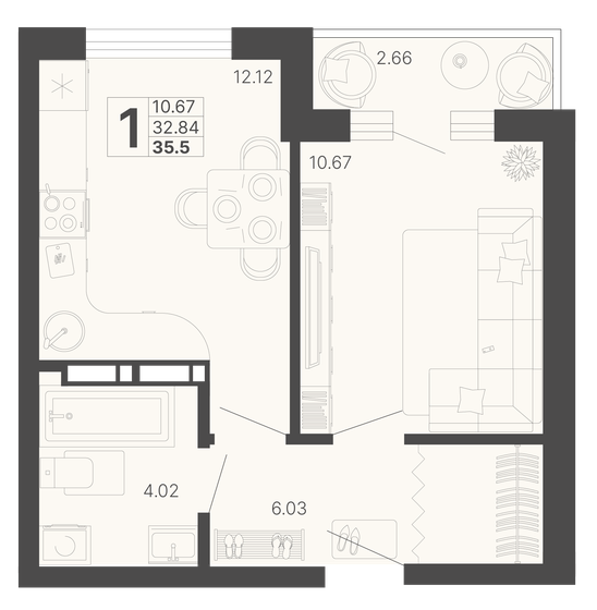 32,8 м², 1-комнатная квартира 11 617 800 ₽ - изображение 21