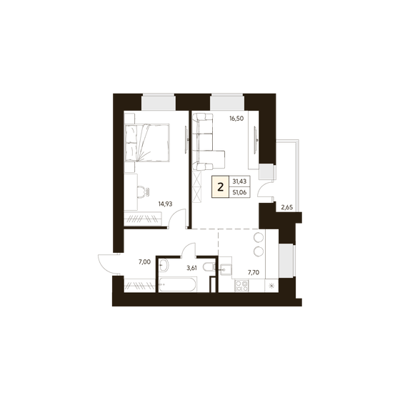 50,2 м², 2-комнатная квартира 7 078 000 ₽ - изображение 5