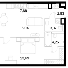 Квартира 57,9 м², 1-комнатная - изображение 3