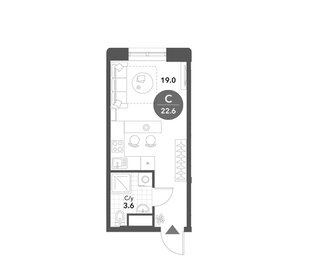 Квартира 22,6 м², студия - изображение 1