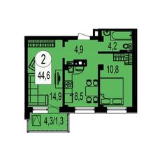 Квартира 45 м², 2-комнатная - изображение 2