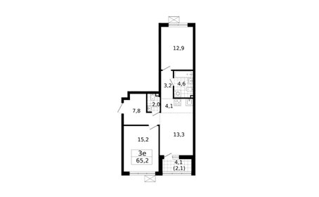 Квартира 65,2 м², 2-комнатная - изображение 2
