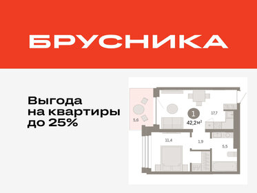 Квартира 42,2 м², 1-комнатная - изображение 1