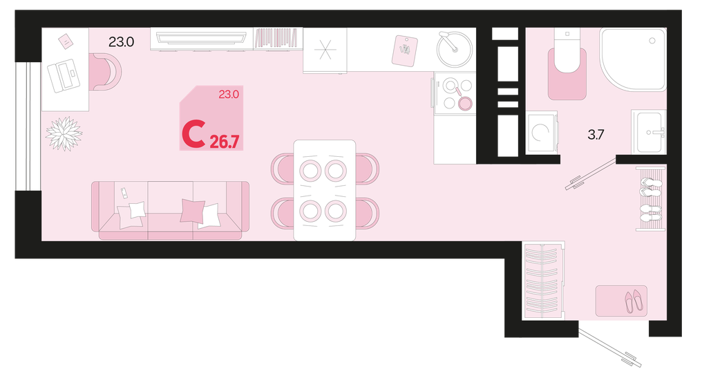 26,7 м², квартира-студия 4 138 500 ₽ - изображение 61